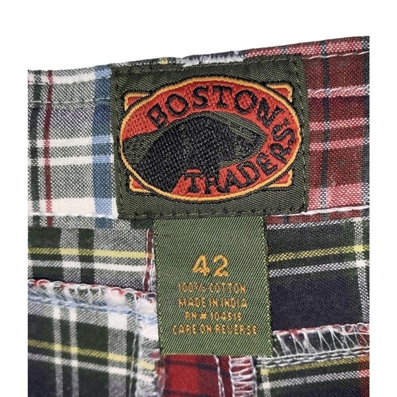 Boston Traders Madras Plaid Patchwork Shorts Mens 42 India 100% Cotton VTG 90s - Picture 3 of 7